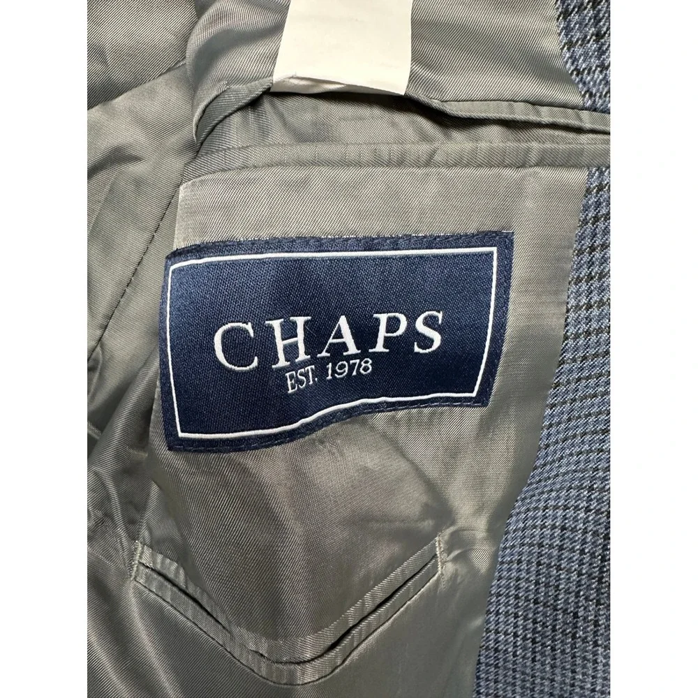 Chaps Mens Blue Brown Micro Check Two Button Blazer Sport Coat 50R